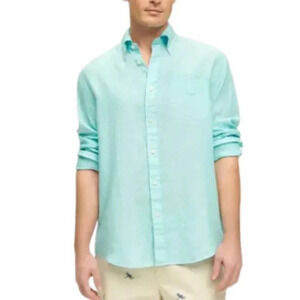 Brooks Brothers Mens 10 Baird Mcnutt Irish Linen Casual Button  Front Shirt